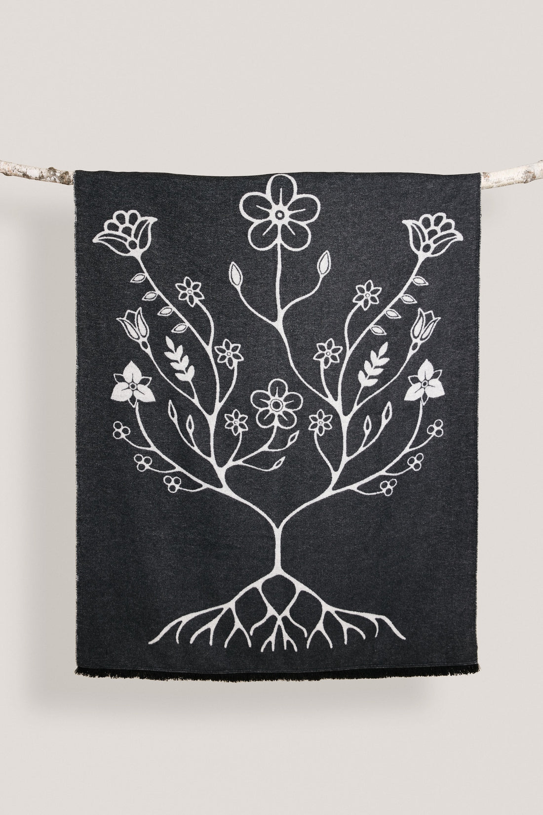 Black and White Woodland Indigenous Blanket