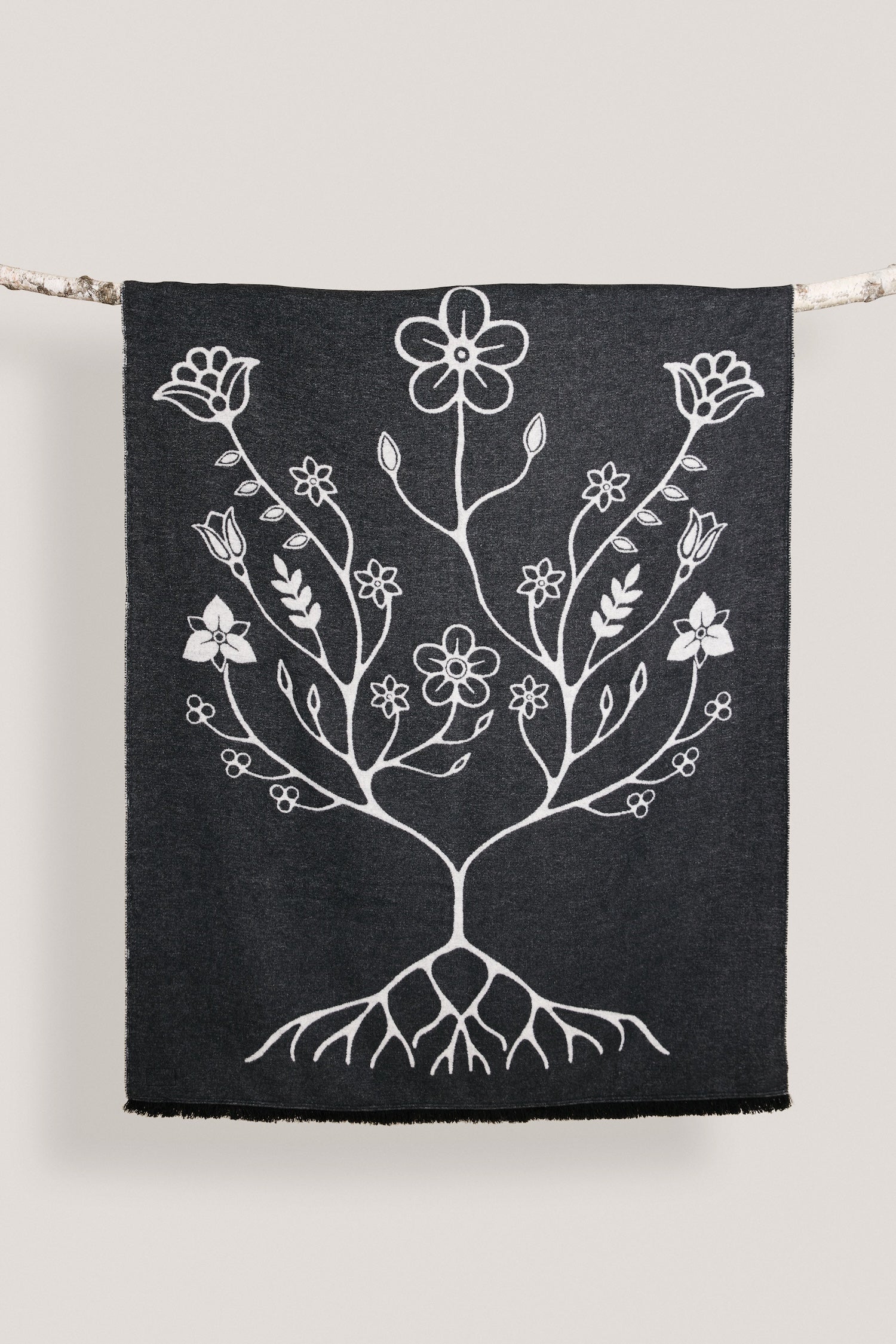 Black and White Woodland Indigenous Blanket